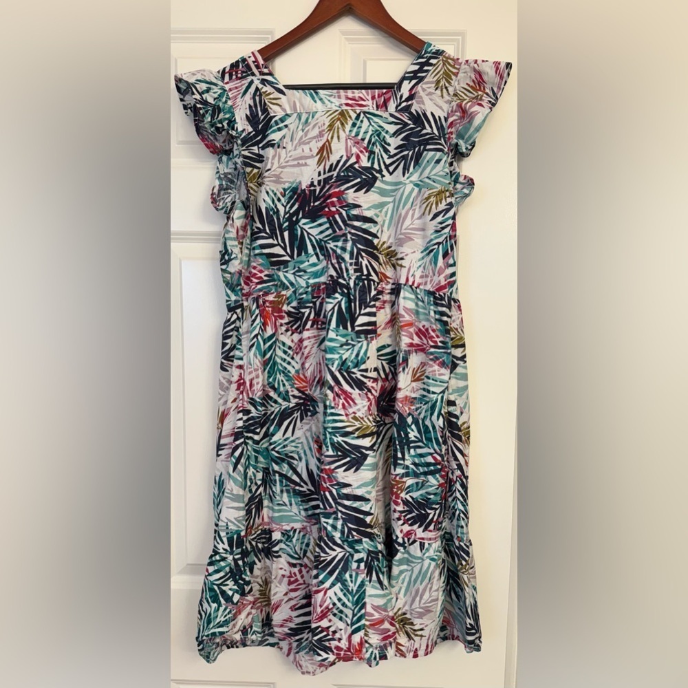 Beach Lunch Lounge Cotton Linen Blend Dress Size Medium - Picture 2 of 10